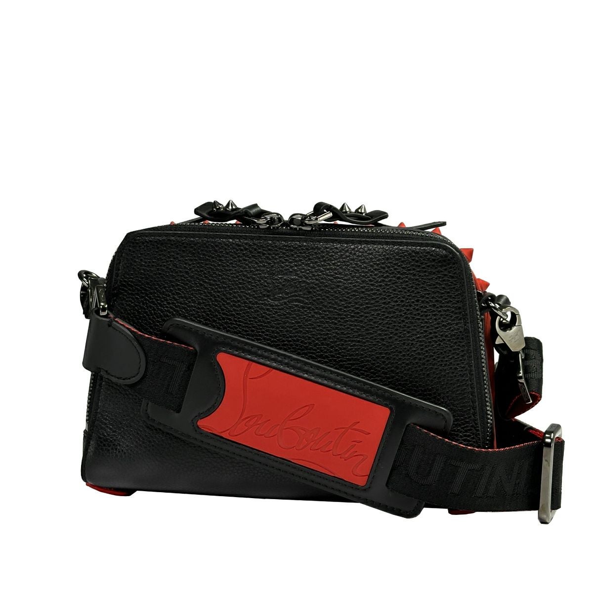 Christian Louboutin ボディバッグ スタッズ付き 黒/赤 中古・古着通販】Christian Louboutin (クリスチャン・ルブタン